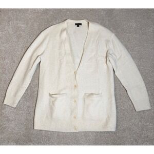 J Crew Cardigan Sweater Size Medium Soft Fuzzy Beige Wool Blend